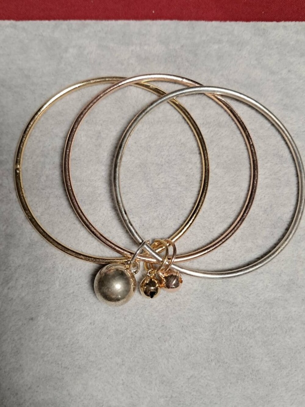Multi Tone Gold Charm Bangle Bracelet